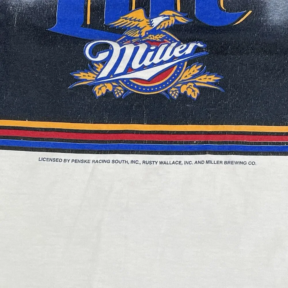 Vintage 90s Rusty Wallace Forever Champion Miller Lite Racing T-Shirt Size XL - Picture 12 of 13
